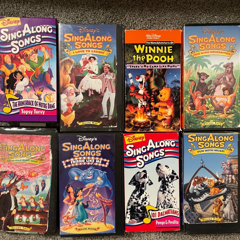 8 Disney Sing-Along Songs VHS tapes